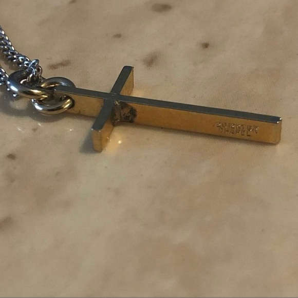 Two of Tone Silver/Gold Cross Necklace - Picture 5 of 9